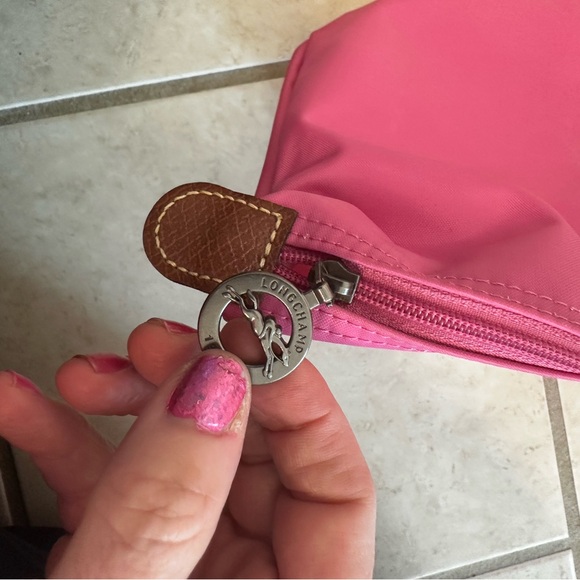 LongChamp LE Pliage Pink Small Nylon Canvas & Leather Trim Tote Travel Bag π - Picture 10 of 17